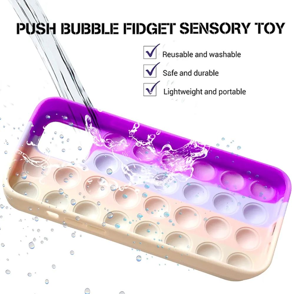 Fidget Toys Push Phone Booth for iPhone 11 Cover, Push Bubble Fidget Sensory Toy Relaxation Silicone, Soft Shockproof Phone Case Compatible with iPhone 11