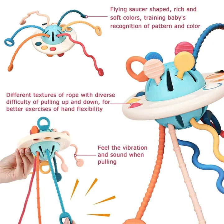 Site Intelligence toys, Montessori Pull String Sensor Toy Baby 6 12 Months Silicone Activity Toy Baby 1-3 Years Education Toy