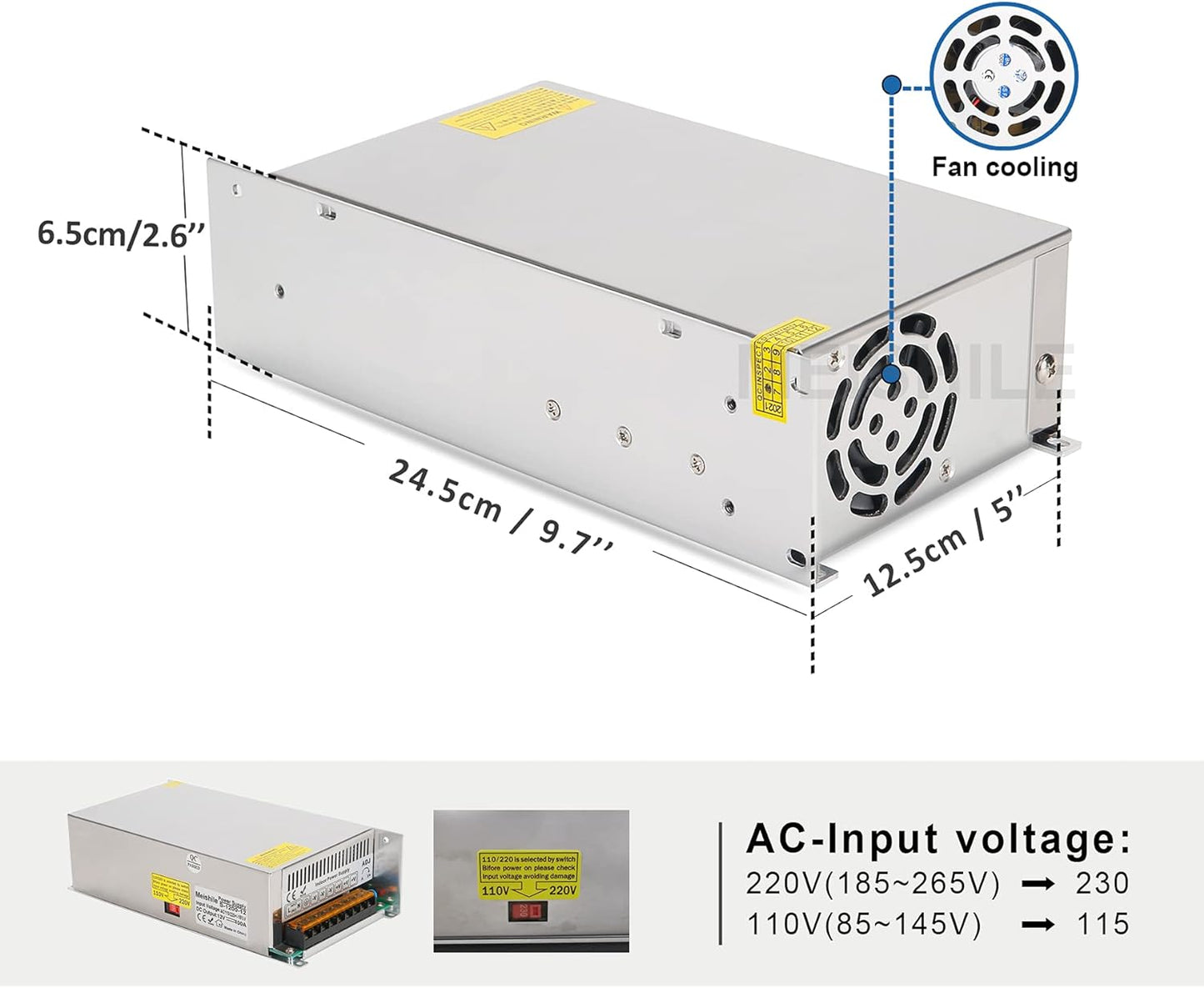 DC Power Supply 24V 50A 1200W Switch Power Supply 230V AC to DC Transformer 24V Transformer Industrial Adapter 0-40A 30A 25A LED Light Strip Lamp Pump Amplifier Car Wind Household Appliance