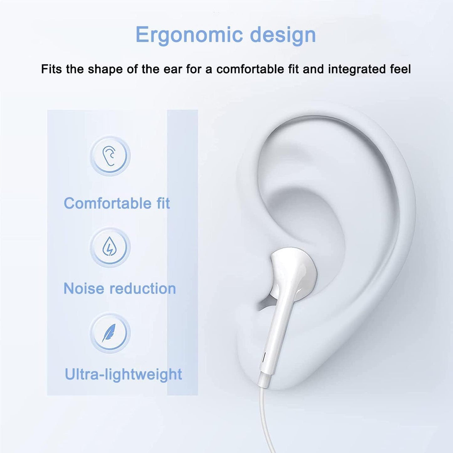 USB C Headphones,In Ear USB C Earphones HiFi Stereo Noise reduction TPYE C Earphones with Mic&Volume Control compatible for Samsung S20 S10,huawei P40 P30 Mate 20,One Plus,Google Pixel,i Pad Pro 2022