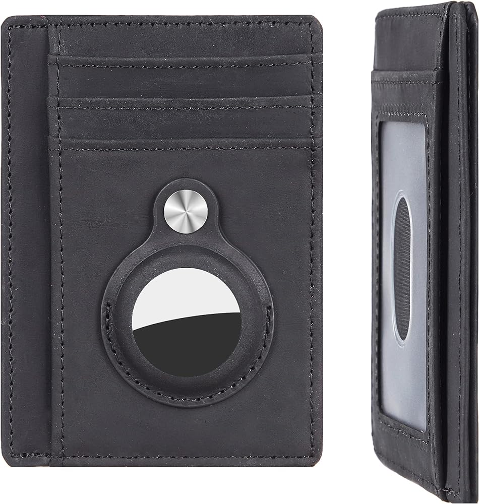 Slim Minimalist Front Pocket Wallet with Built-in Case Holder for AirTag