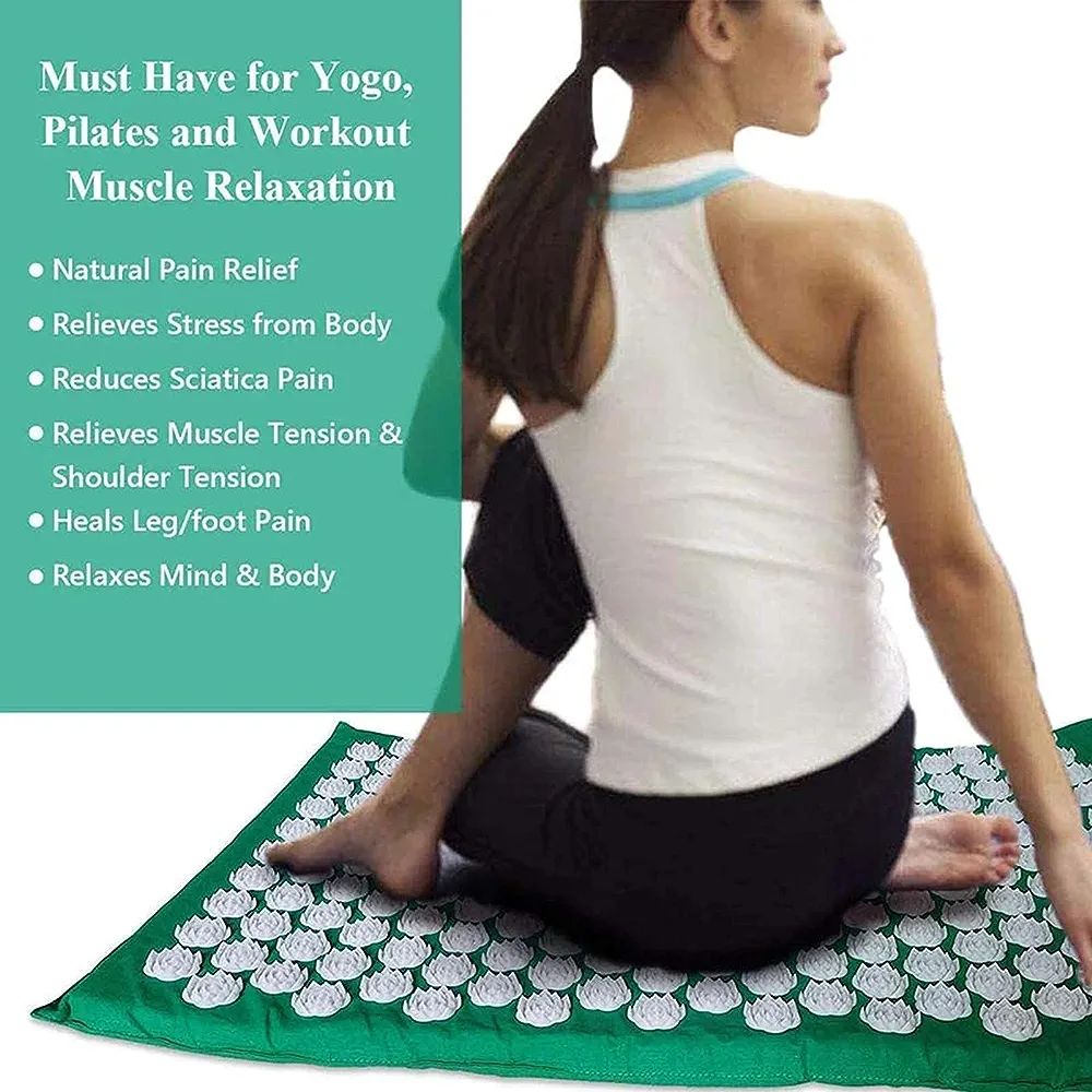 Acupressure Massage Mat, Stress Mat, Pain Lotus Spike, Acupressure Mat Massage, Yoga Mats, Green