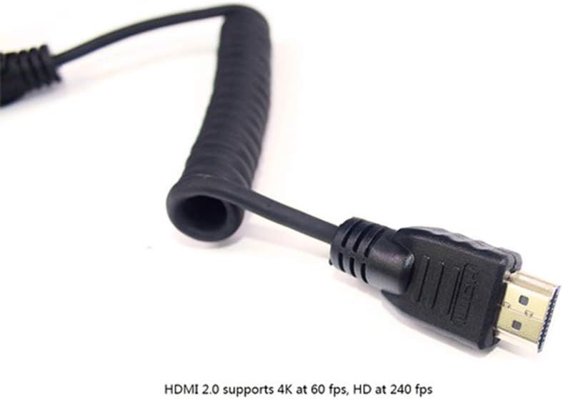 High Speed Full HDMI 2.0 Coiled Cable 11.8" to 21.6" for 4K 60P for BMPCC 4K 6K Atomos Ninja Niji