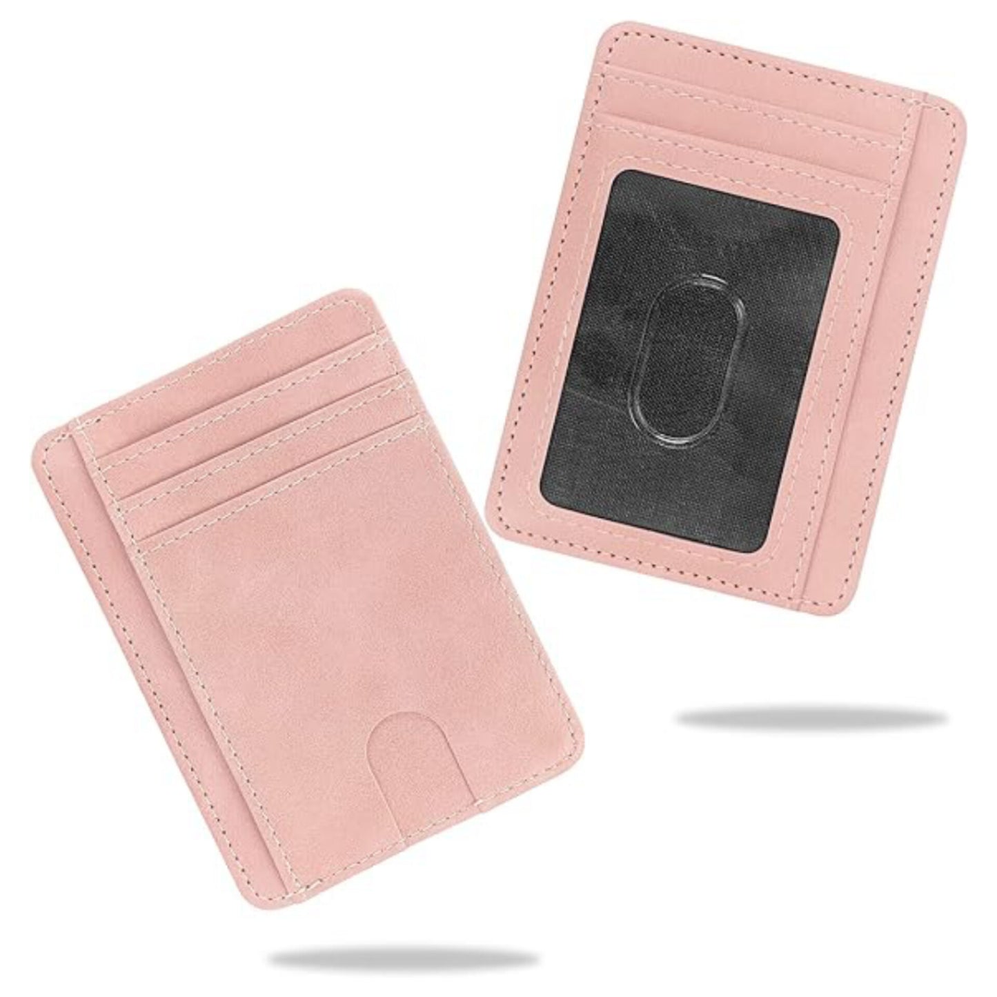 Slim Mini Wallet Women's Small Leather Minimalist Credit Card Holder Wallet with RFID Protection, Pink, Minimalist