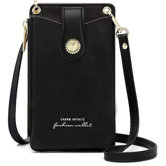 Women's Shoulder Bag, Small Crossbody Bag, Black, Mini Purse for Women, Leather, Wallet with Multiple Card Slots, Adjustable and Removable Shoulder Straps, Black, Elegant, black, Elegant