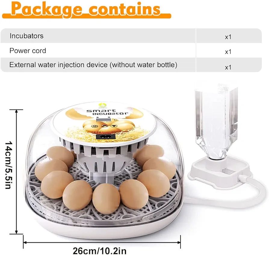 Incubator Chickens Fully Automatic Incubator 12 Egg Incubator with Display, Temperature Control Egg Incubation Hatcher for Chicken Goose, Duck, Dove, Quail, Bird (12 Eggs)