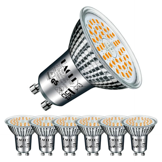 EACLL GU10 LED Warm White 10 W Replaces 125 W Halogen Bulbs Pack of 6 2700 K 945 Lumen Bulbs AC 230 V Flicker-Free Spotlight Beam Angle 120° Spot Non-Dimmable Reflector Lamp