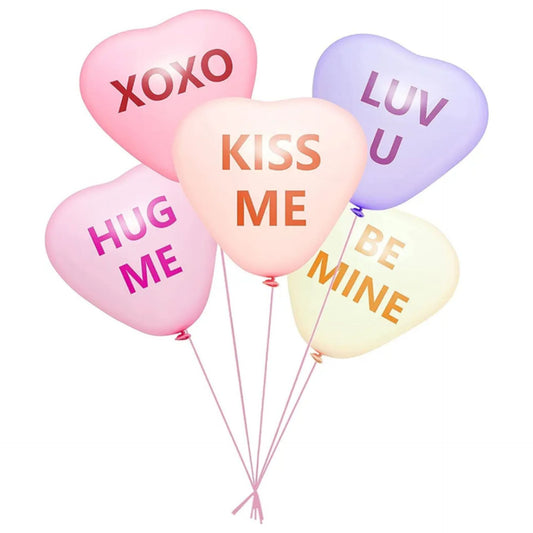 Pack of 52 Love Heart Shape Balloon Candy Colour Sweet Conversation Balloons for Celebration Valentine's Day XOXO LUV U BE MINE KISS ME Banner Decoration Marriage Proposal Anniversary Wedding, Pack of 52