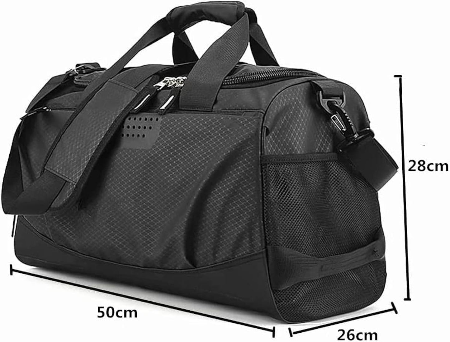 Sports Bag, Training Bag, Shoe Compartment, Wet Compartment, Large Travel Bag, Waterproof Swimming Bag, Fitness Bag, Sports Gym Fitness Shoulder Bag, Hand Luggage, Weekender Bag, Travel Bag, Men Women, Black