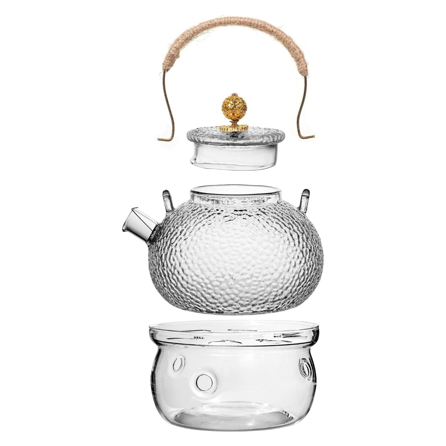 Glass Teapot with Infuser, Teapot Glass Teapot with Stove Safe, Blooming and Loose Leaf Tea Maker Set (850 ml + 6 (100 ml) + Tea Cosy)