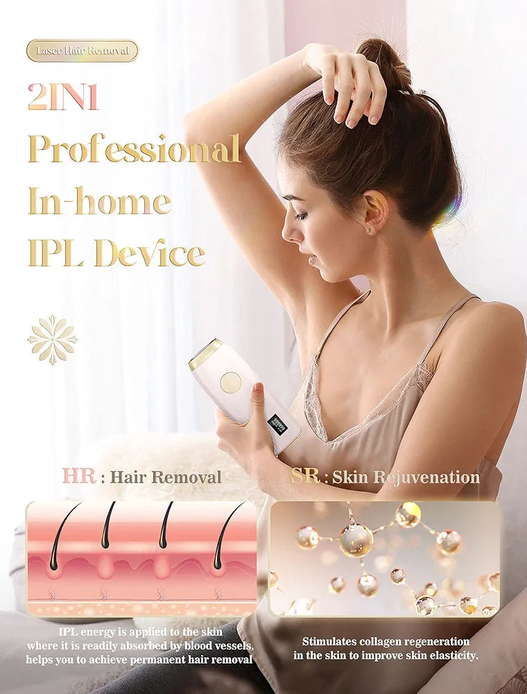 IPL Hair Removal for Women, 999,900 Flashes, 2-in-1 Permanent Laser Hair Removal, Hair Removal Device for Facial Legs Arms Whole Body Treatment