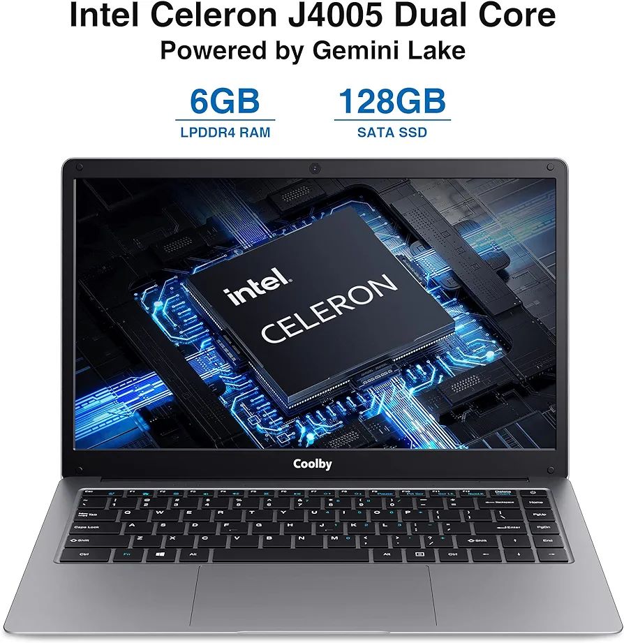 Coolby Laptop Windows 10 Pro 14" 6GB RAM 128GB SSD Intel Gemini Lake J4005 Processor up to 2.7GHz Available on Windows 11 Support Mini HD WiFi USB 3.0 BT4.2