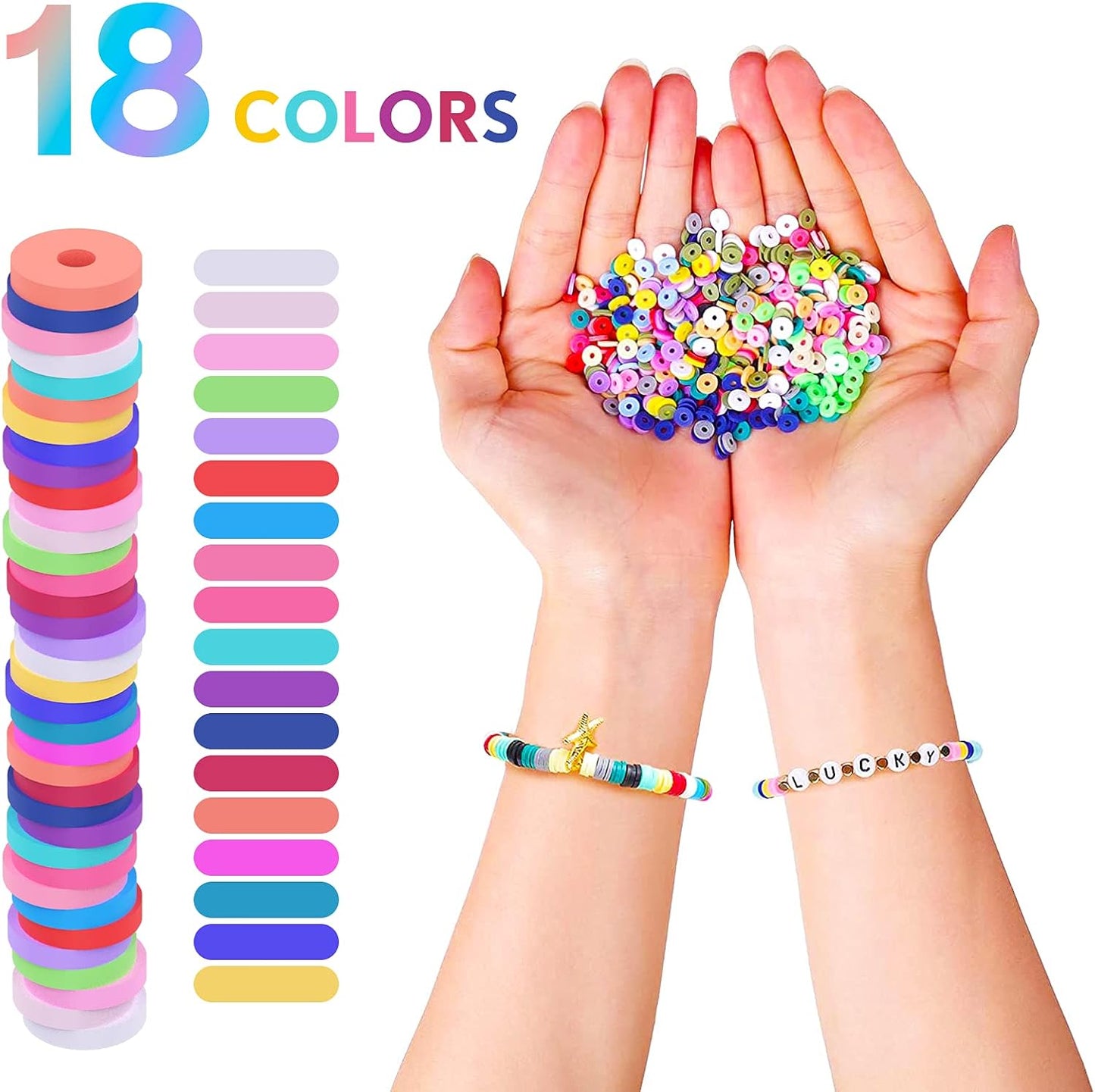 6280pcs Colorful Beads Toy Beads Making DIY Bracelet Necklace Jewelry Clay Beads DIY Craft Jewelry Making for Kids Adults, 2 Boxes