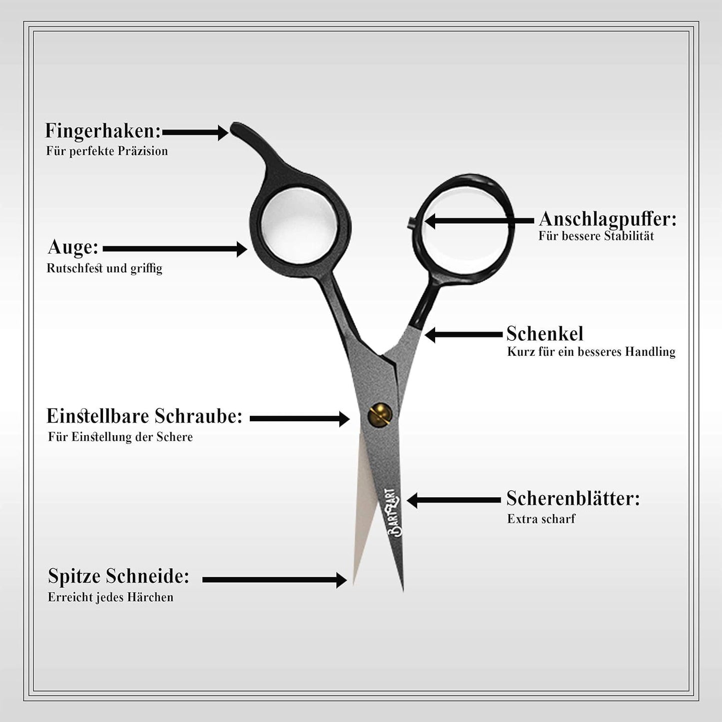 Beard Scissors Set of Professional Moustache Scissors and Beard Trimming Scissors Comb and Pockets for Daily Use