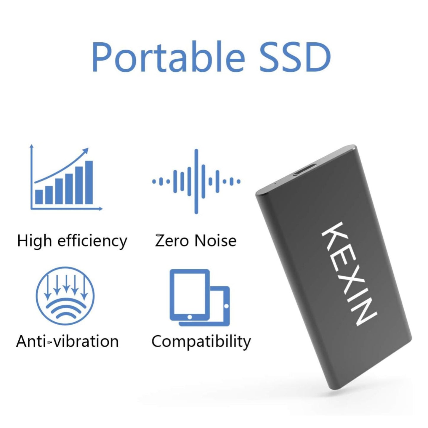 120GB External SSD Read/Write Up to 540MB/s Portable Solid State Drive - USB-C, USB 3.2, X1 Pro, Black