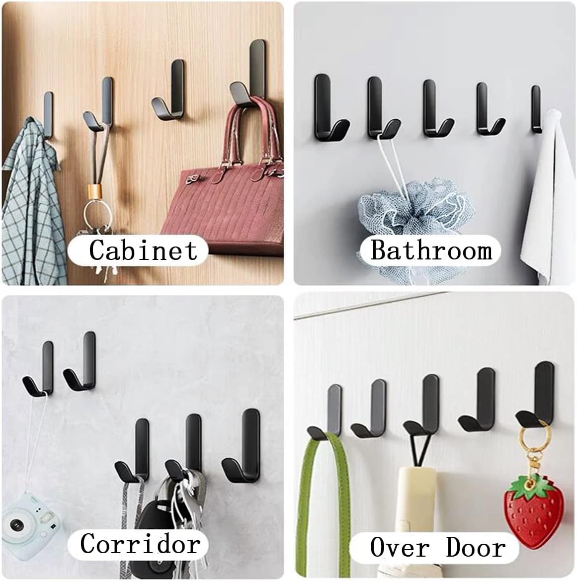 Self-Adhesive Hooks, Waterproof Hooks, No Drilling, Adhesive Hooks, Towel Hooks, Self-Adhesive, Rustproof Clothes Hooks, Adhesive Hooks for Gluing, Ideal for Bathroom, Toilet, Pack of 10