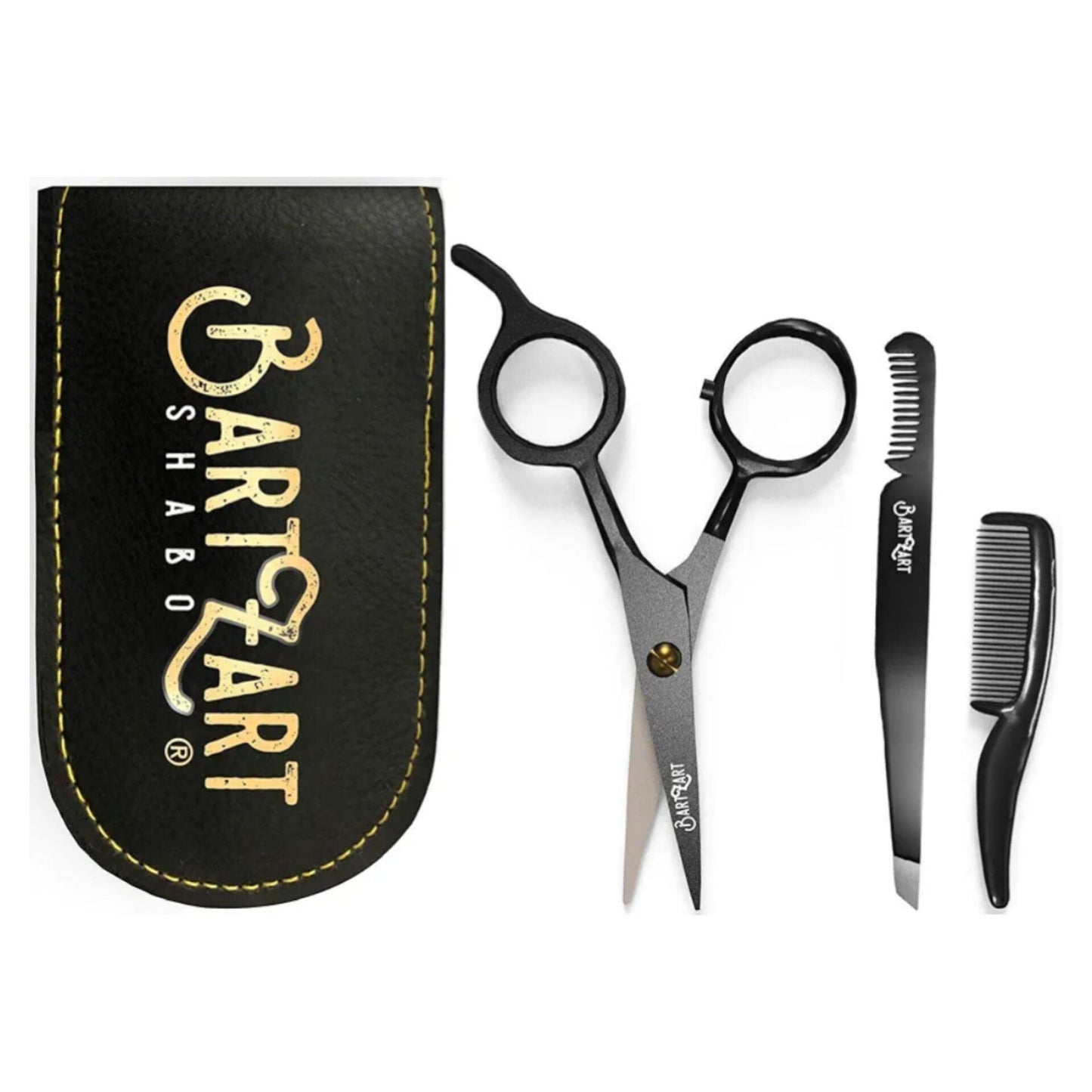 Beard Scissors Set of Professional Moustache Scissors and Beard Trimming Scissors Comb and Pockets for Daily Use