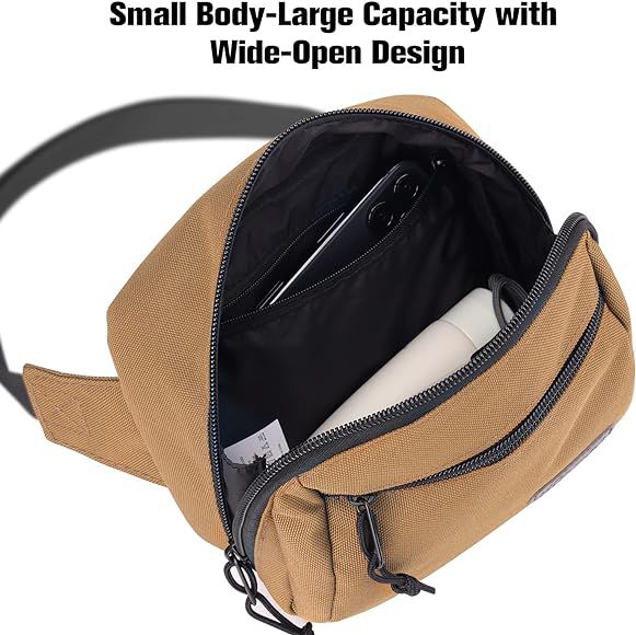 Bum Bag Men's Chest Bag Women Belt Bag Hip Bag Sport Waterproof Stylish Nylon Unisex, brown, Belt bag