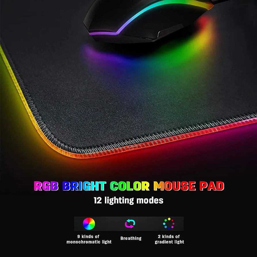 Large RGB Gaming Mouse Mat, Mouse Pads, 800x300x4 mm, Led Mousepad, Soft, Computer Keyboard, Mice, Mat for MacBook, PC, Laptop, Desk Gaming, Beast