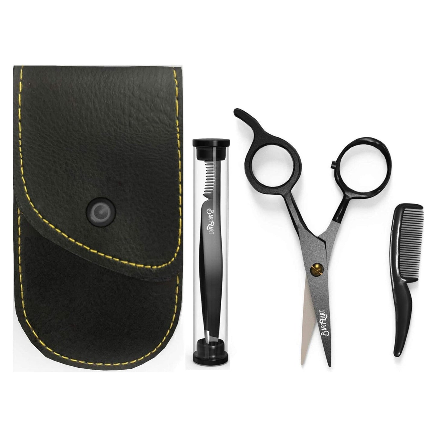 Beard Scissors Set of Professional Moustache Scissors and Beard Trimming Scissors Comb and Pockets for Daily Use