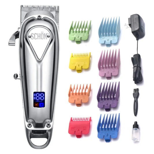 Stainless Steel Cordless Professional Hair Clipper, Cordless Care Set and Rechargeable with LED Indicator