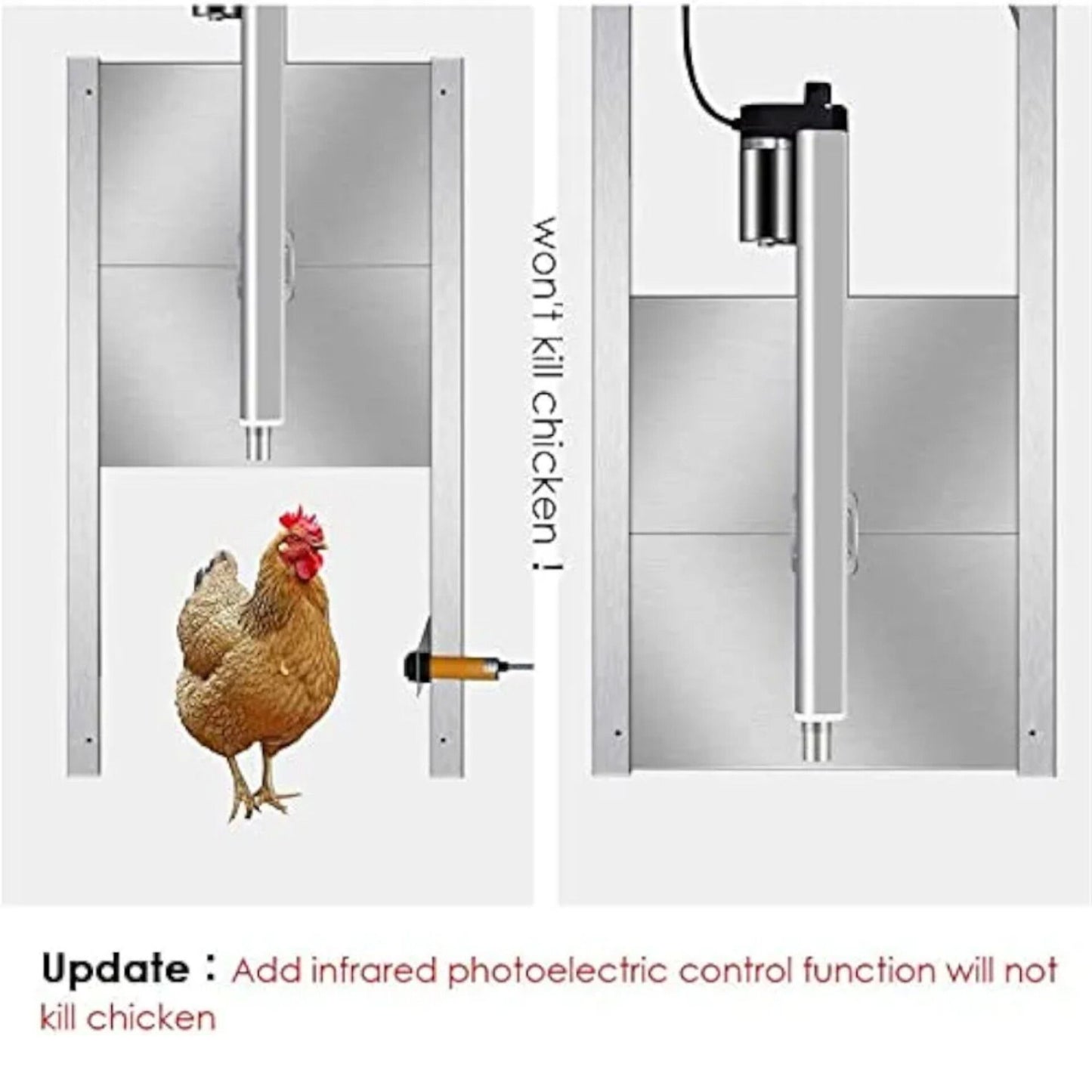 Chicken Flap, automatic chicken flap, door opener chicken coop with timer, infrared induction, remote control possible (with slider 30x 32 cm)