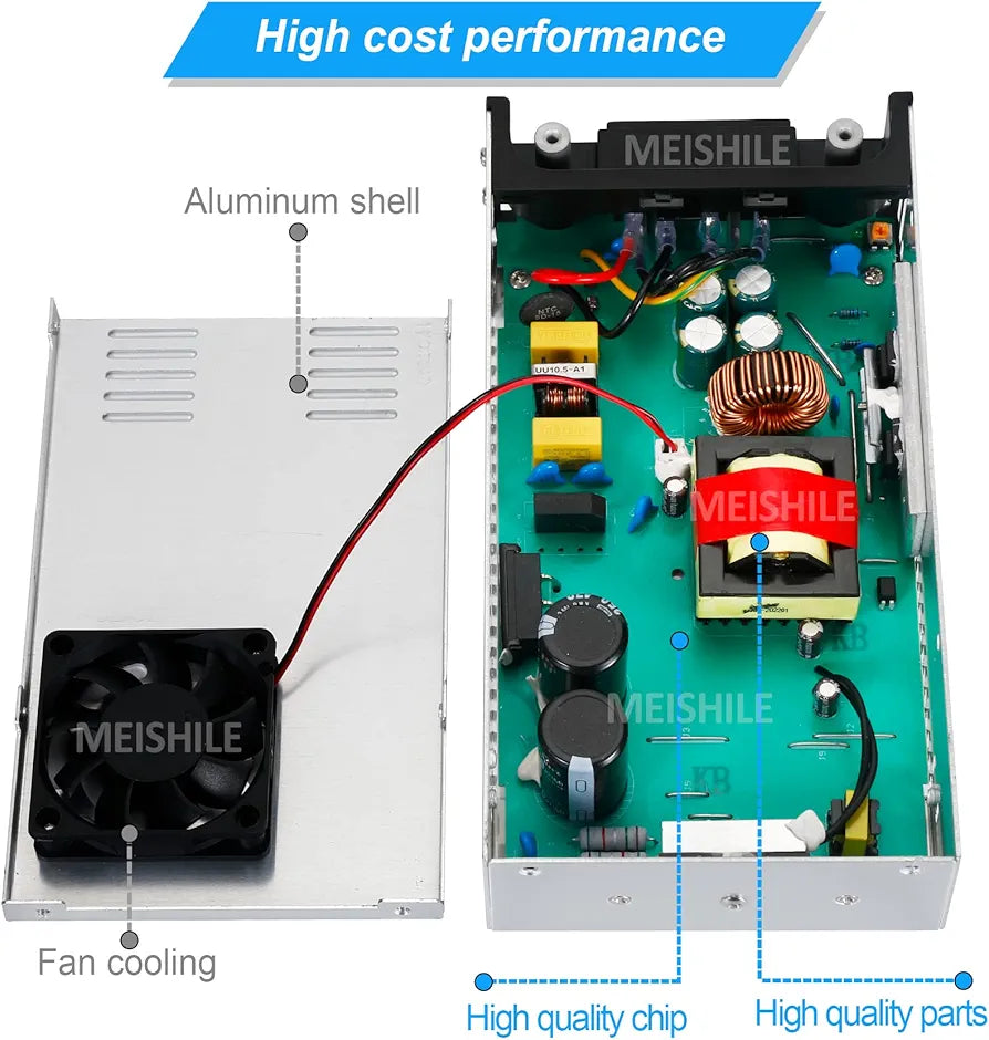 DC 48V 8.3A 400W DIY Switching Power Supply Upgraded 110V/220V AC-DC 48 Volt 8 Amp SMPS Converter Power Adapter Transformer 3A 5A 6A 7A LED CCTV Camera Servo Motor Pump Driver