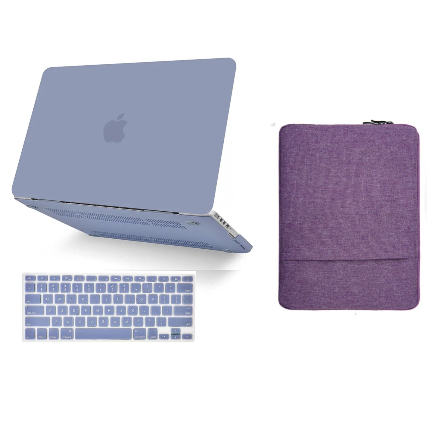 KECC Compatible with MacBook Pro 14 inch Case Cover 2024-2021 Release M3 A2918 A2992 M2 A2779 M1 Pro/Max A2442 with Touch ID Plastic Hard Shell + Keyboard Cover + Sleeve (Purple Fabric)