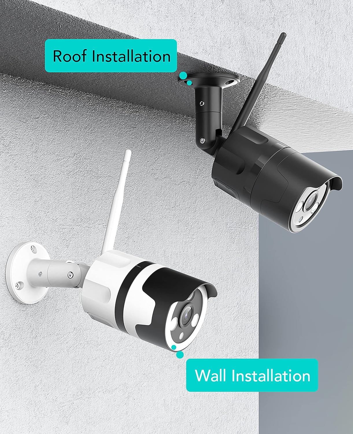 Security Camera, Outdoor Wi-Fi Camera, LAN & Wireless Security Camera Outdoor waterproof IP66 bullet camera with motion detector and 14 x 24 H cloud storage