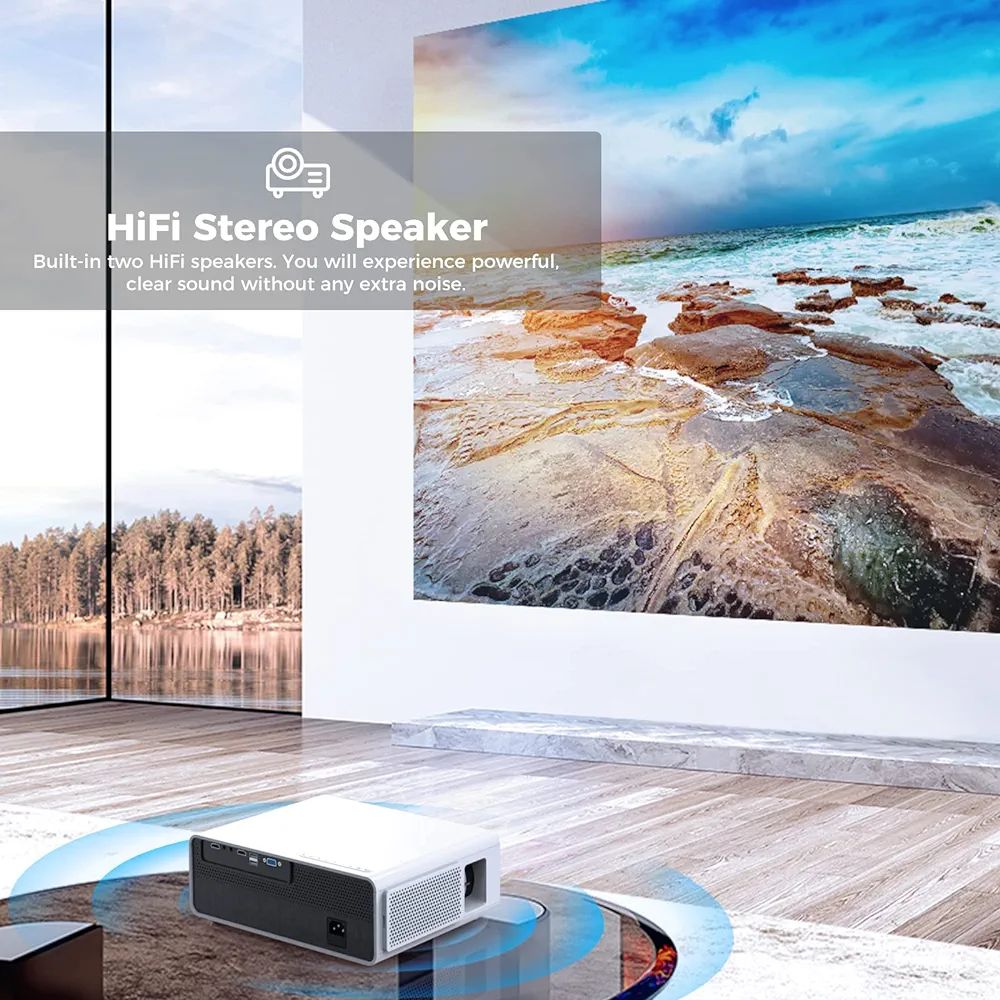 Bluetooth WiFi Projector, 7500 Lumen Video Projector Support 1080P Full HD and 120" Display, Portable Home Cinema Projector for Smartphone / PS4 / TV Stick / HDMI / AV / USB / PPT / VGA