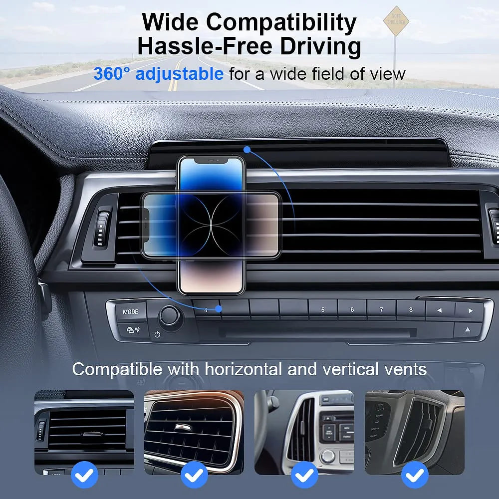 Magnetic Mobile Phone Holder for Car - Mobile Phone Holder for Car with 6 N55 Magnets - Mobile Phone Magnetic Holder Car for Horizontal Air Vents - Magnetic Mobile Phone Holder Car for 4-7