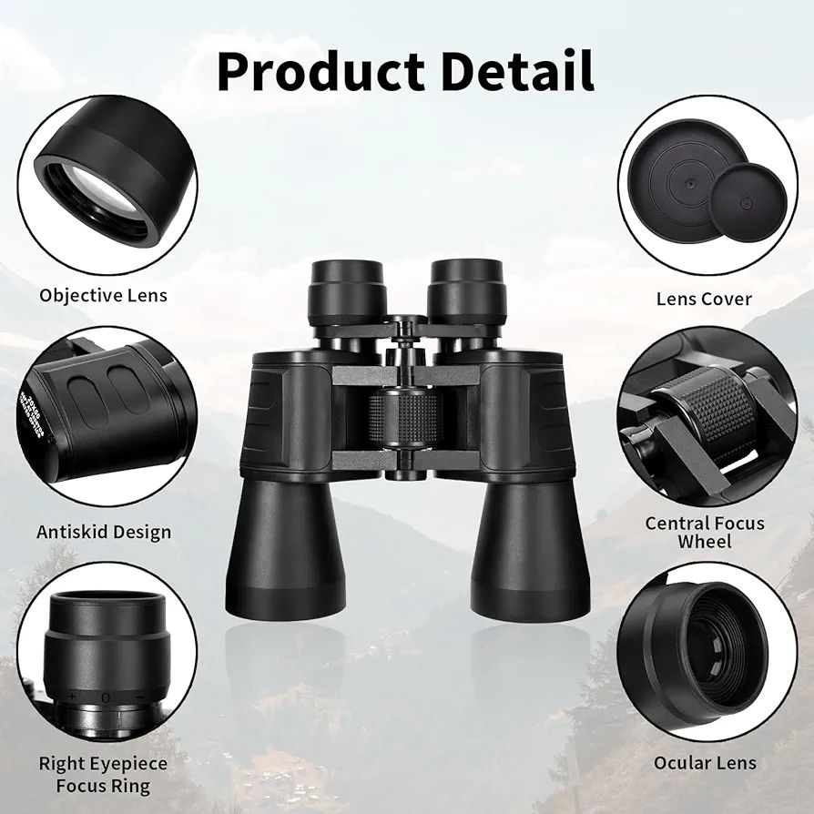 10 x 50 Binoculars for Adults, High Performance Binoculars for Astronomy, Portable Compact Binoculars, Binoculars, Bird Watching, Stargazing, Travel, Sightseeing, Outdoor, Sports, Concert