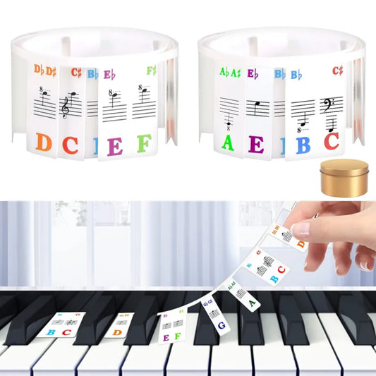 Piano Keyboard Sticker, 88 Keys, PVC Removable Piano Keyboard Music Labels, Piano Keys Stickers, Multicoloured Music Label for Learning for Children, Beginners