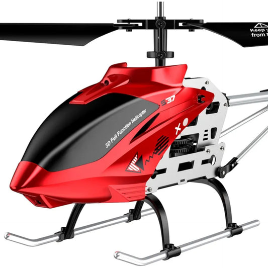 RC Helicopter, S37 Aircraft with Altitude Hold, 3.5 Channel, Sturdy Alloy Material, Gyro Stabilizer and High & Low Speed, Multi-Protection Drone for Kids and Beginners to Play Indoor-Red