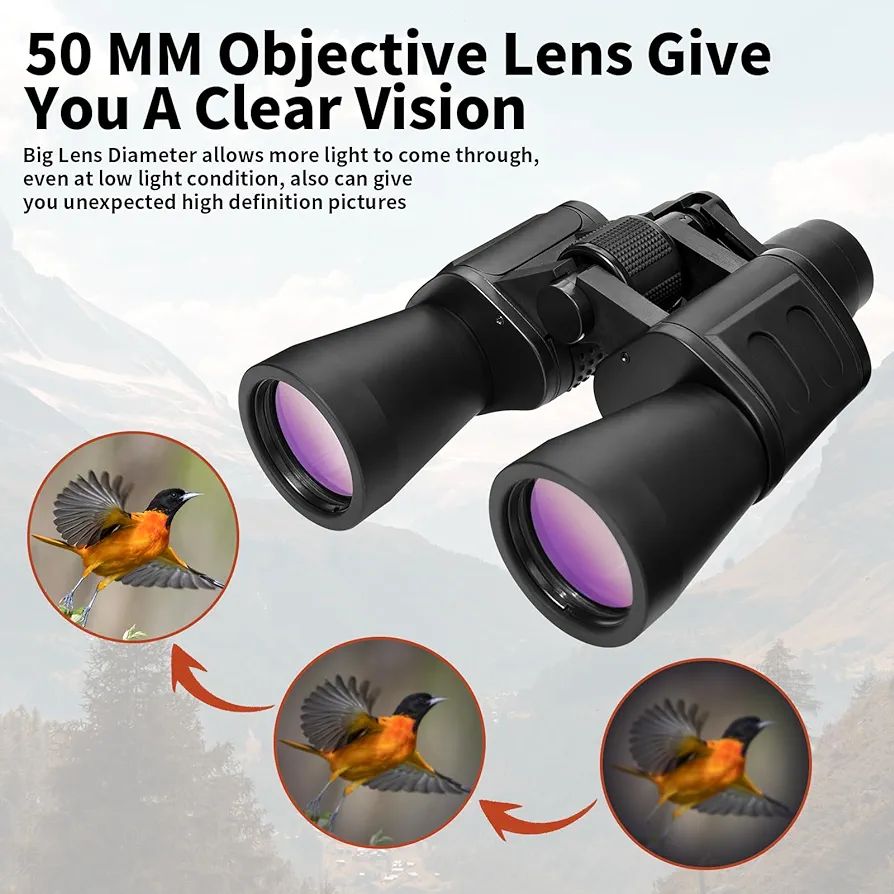 10 x 50 Binoculars for Adults, High Performance Binoculars for Astronomy, Portable Compact Binoculars, Binoculars, Bird Watching, Stargazing, Travel, Sightseeing, Outdoor, Sports, Concert