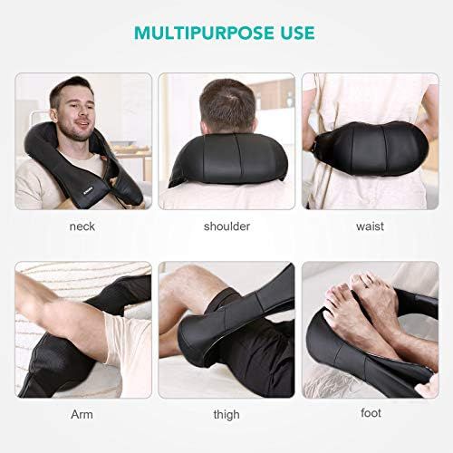 NAIPO Shoulder, Neck and Back Massager, Shiatsu Massage, Heating Function, 3D Rotating Massage, Washable, For Home, Office, Car