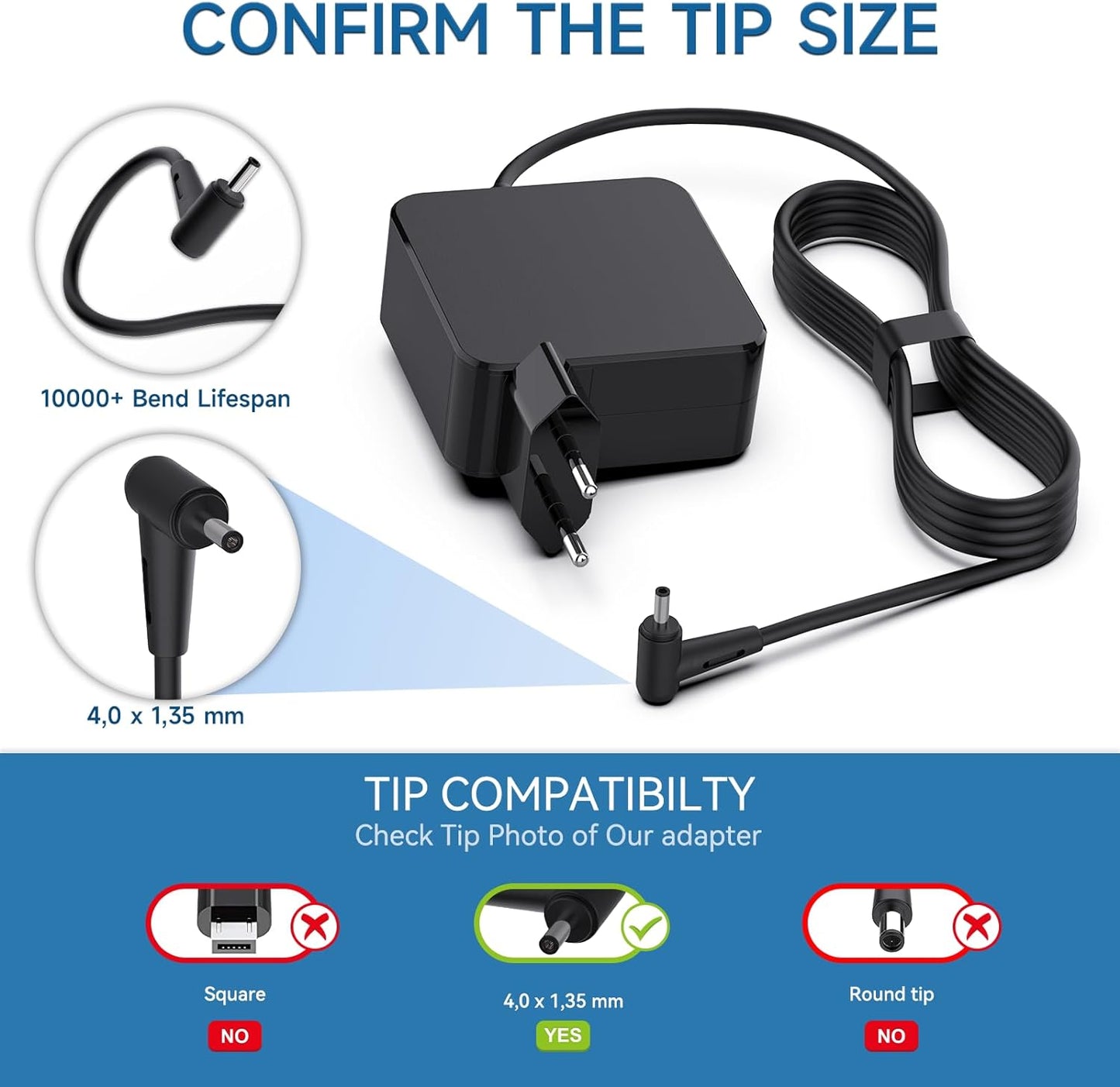 Charging Cable Laptop 45W AC Adapter for Asus Zenbook Flip F541U UX330 UX330U UX303U UX31A UX305 UX433 UX433FN Vivobook 14 S14 15 X540 X540U X541N Notebook Charger 19V 2, 37A 37A 3.0 * 1.35mm