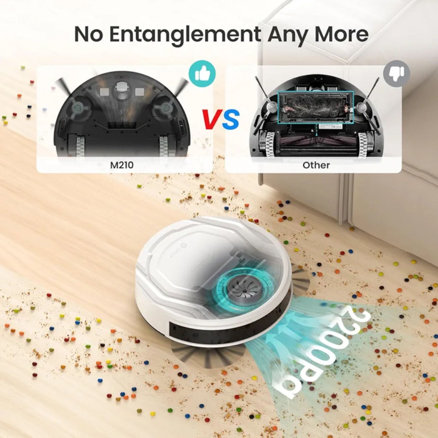 Lefant Robot Vacuum Cleaner, Tangle-Free, Strong Suction, Slim, Low Noise, Automatic Self-Charging, Wi-Fi/App/Alexa Control, Ideal for Pet Hair Hard Floor and Daily Cleaning, M210