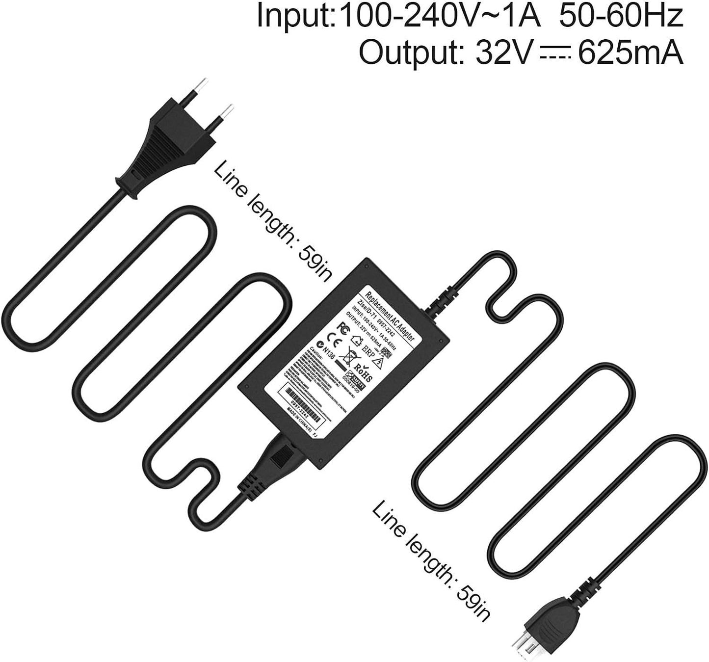 Power cable printer power cable 0957-2242 0957-2269 for HP Photosmart B109 B209 C4635 C4685,HP Deskjet F4180 All-in-One Printer Series CB584AR, CB584A (32V) 625 mA)