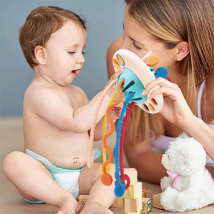 Site Intelligence toys, Montessori Pull String Sensor Toy Baby 6 12 Months Silicone Activity Toy Baby 1-3 Years Education Toy