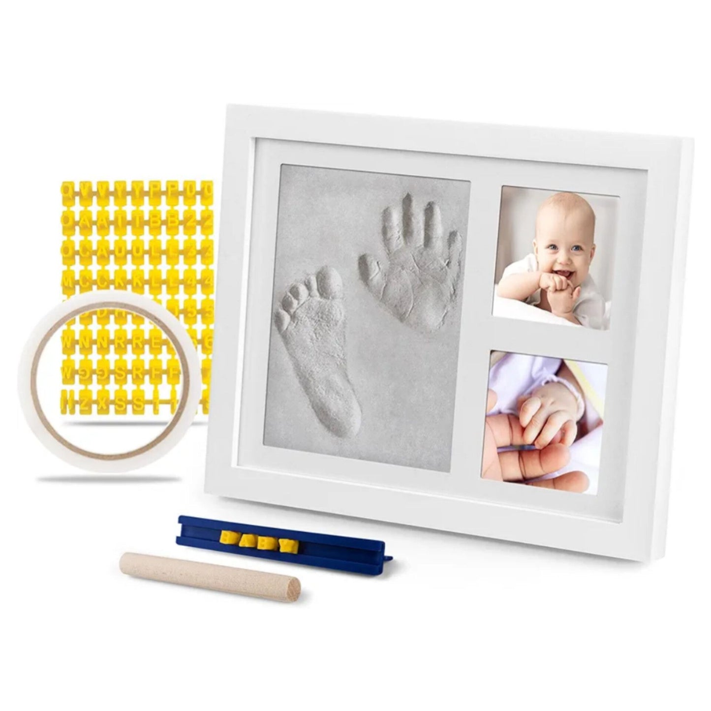 Baby Footprint Set - Plaster Cast Baby Hand & Foot - Baby Plaster Cast Set - Environmentally Friendly Clay - Picture Frame - Numbers & Letters