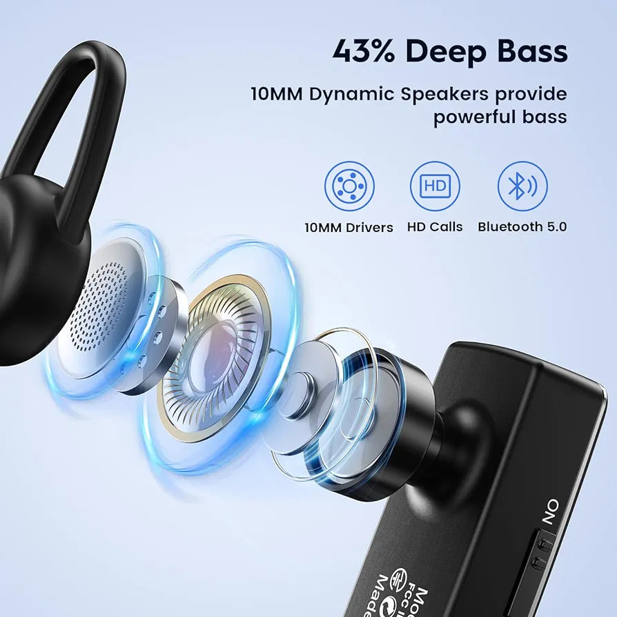 Bluetooth Headset, Wireless Headset Bluetooth Hands-Free Calling in Ear with Clear Voice Capture Technology Bluetooth In-Ear Headset for iPhone Samsung Huawei HTC Sony etc (Black)