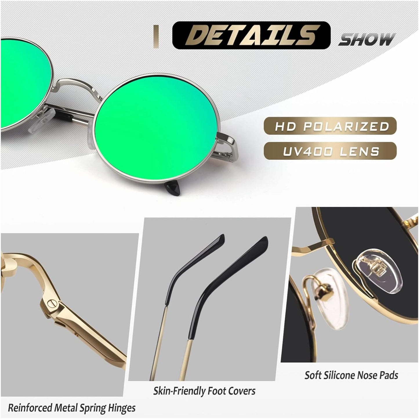 Small Retro Vintage Style John Lennon Inspired Round Metal Circle Sunglasses For Women And Men Polarized