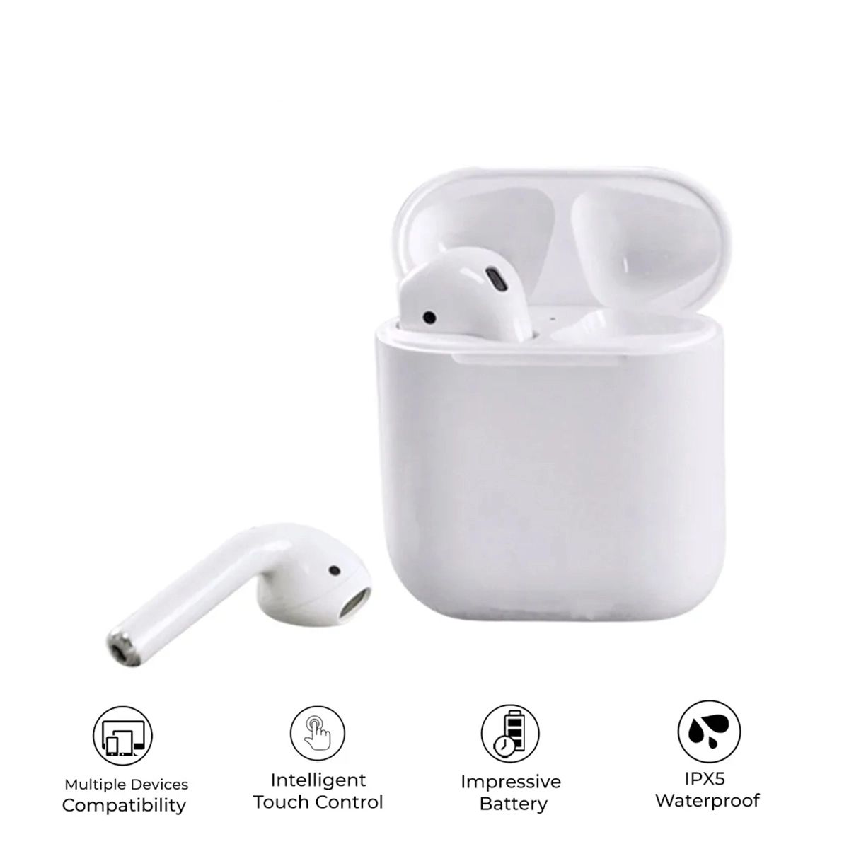 TWS i12 V5.0 Double earphones, Sports Wireless Bluetooth Headset for Apple iPhone, iPad, Android Phones and Tablets, Windows PC, Tablets and Smart Phones with Charging Case