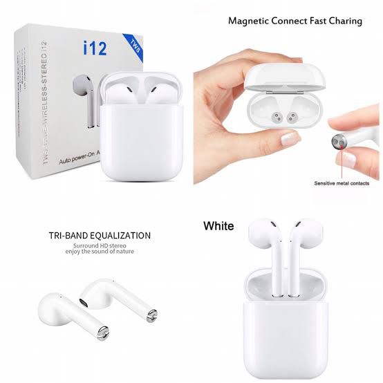 TWS i12 V5.0 Double earphones, Sports Wireless Bluetooth Headset for Apple iPhone, iPad, Android Phones and Tablets, Windows PC, Tablets and Smart Phones with Charging Case