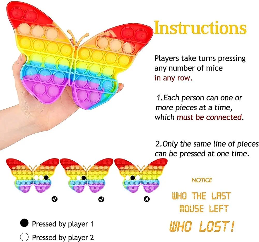 Pop It Fidget Toys,Push Pop Bubble Fidget Sensory Toy,Autism Special Needs Silicone Stress Relief Toy,Great Fidget Toy Sensory Toys Novelty Gifts for Girls Boys Kids Adult Rainbow Color (Butterfly + Mickey + Dinasour )