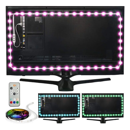 USB LED background light for TV in colour, 15 colours RGB LED Bias lighting for HDTV, TV screen and PC monitor, LED strip self adhesive