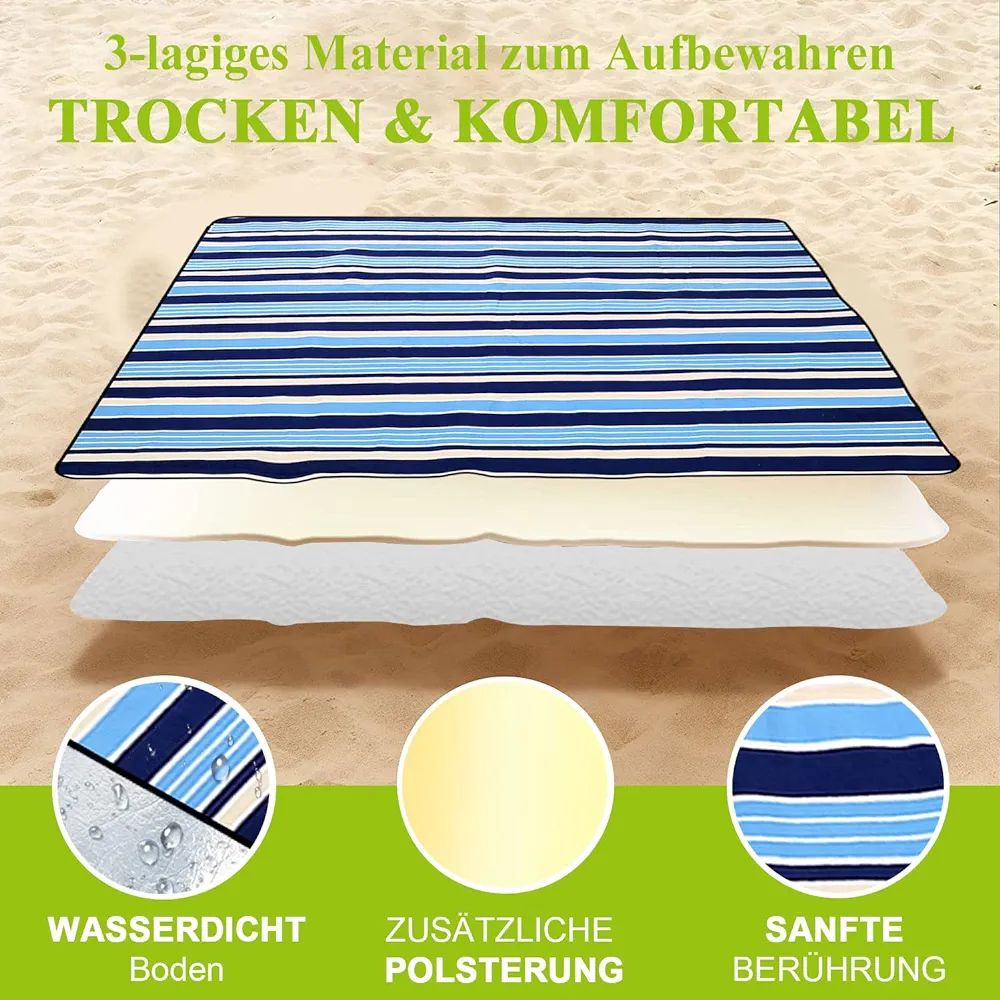 Picnic Blanket Beach Blanket 200 x 200 cm Picnic Blanket Waterproof Picnic Blanket Outdoor Blanket for Picnic, Beach, Camping - Picnic Blanket XXL Picnic Blanket Insulated Waterproof Portable Foldable