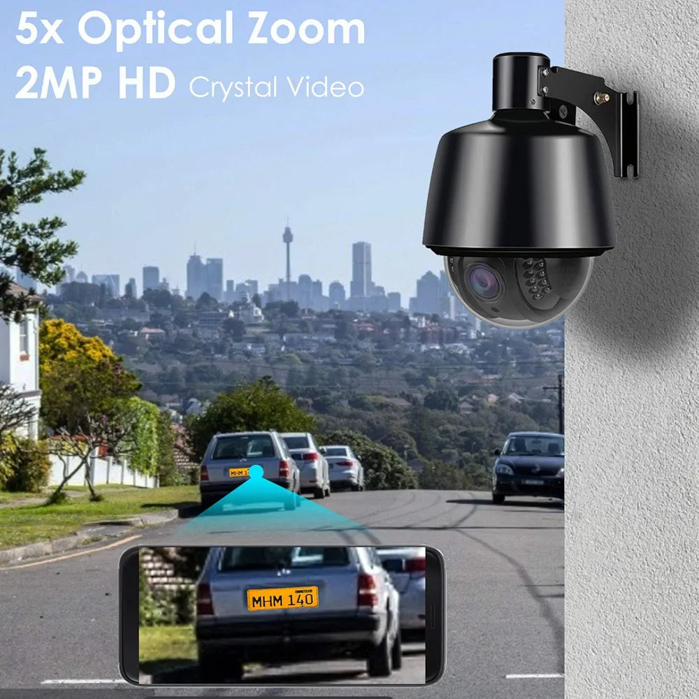 1080P Wireless Outdoor Camera, Outdoor Security Camera, IP Surveillance Camera, Pan/Tilt/5X Optical Zoom, Motion Detection, Two-Way Audio, Human Recognition