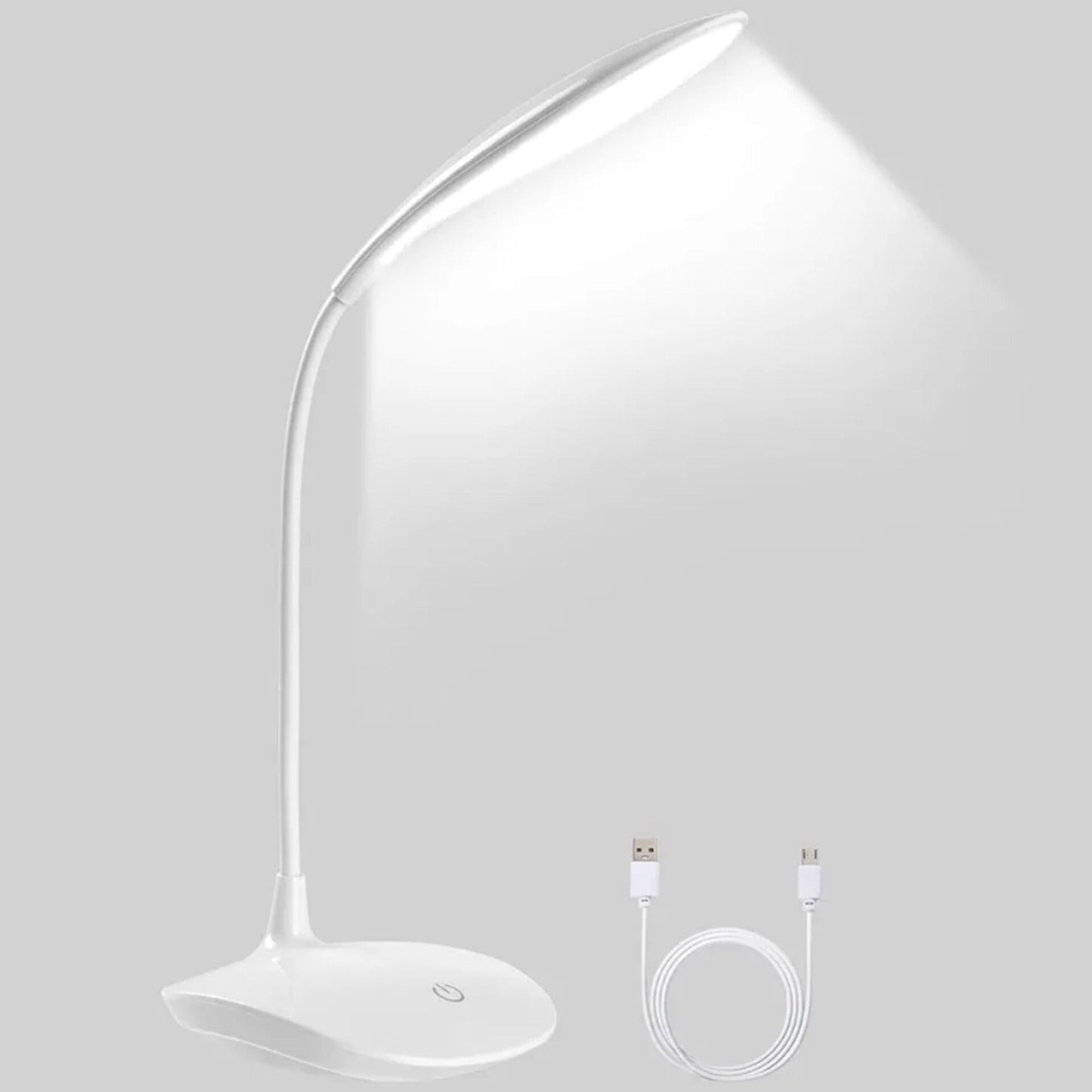 LED Desk Lamp, 360° Flexible Table Lamp, 3 Brightness Levels, Battery Table Lamp, Wireless 1200 mAh LED Table Lamp, Dimmable USB Connection Desk Lamp Children with Touch Control